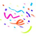 download Confetti clipart image with 315 hue color
