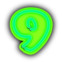 download Neon Numerals 9 clipart image with 90 hue color