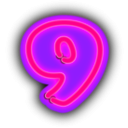 download Neon Numerals 9 clipart image with 270 hue color