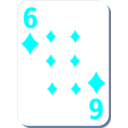 download White Deck 6 Of Diamonds clipart image with 180 hue color