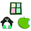 download Window Penguin And Apple clipart image with 90 hue color