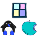 download Window Penguin And Apple clipart image with 180 hue color