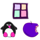 download Window Penguin And Apple clipart image with 270 hue color