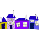 download Crazy Houses clipart image with 225 hue color