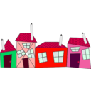download Crazy Houses clipart image with 315 hue color