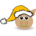download Funny Piggy Face With Santa Claus Hat clipart image with 45 hue color