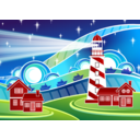download Stylised Lighthouse Scenery clipart image with 0 hue color