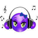 download Girl Listen Music Smiley Emoticon clipart image with 225 hue color