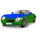 download Red Blue Convertible Sports Car clipart image with 225 hue color