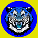 download Tiger Yellow On Blue clipart image with 180 hue color