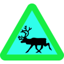 download Warning Reindeer Roadsign clipart image with 135 hue color