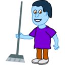 download Young Housekeeper Boy With Broomstick clipart image with 180 hue color