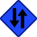 download To Way Warning Sign clipart image with 180 hue color