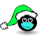 download Funny Tux Face With Santa Claus Hat clipart image with 135 hue color