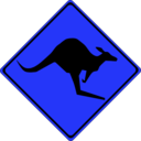 download Warning Kangaroos Ahead clipart image with 180 hue color