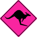 download Warning Kangaroos Ahead clipart image with 270 hue color
