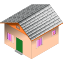 download Small Blue House clipart image with 180 hue color