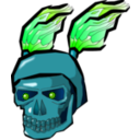 download Green Skull With Flames clipart image with 90 hue color