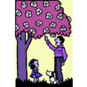 download Father And Daughter Under Tree clipart image with 225 hue color