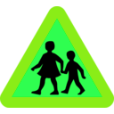 download Children Crossing Road Sign clipart image with 90 hue color