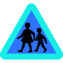 download Children Crossing Road Sign clipart image with 180 hue color