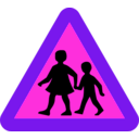 download Children Crossing Road Sign clipart image with 270 hue color