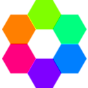 download 6 Color Hexagons clipart image with 90 hue color