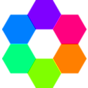 download 6 Color Hexagons clipart image with 270 hue color