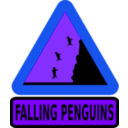 download Warning Falling Penguins clipart image with 225 hue color