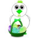 download Funny Chicken With A Basket Full Of Easter Eggs clipart image with 90 hue color