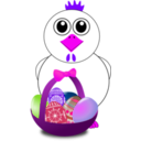 download Funny Chicken With A Basket Full Of Easter Eggs clipart image with 270 hue color