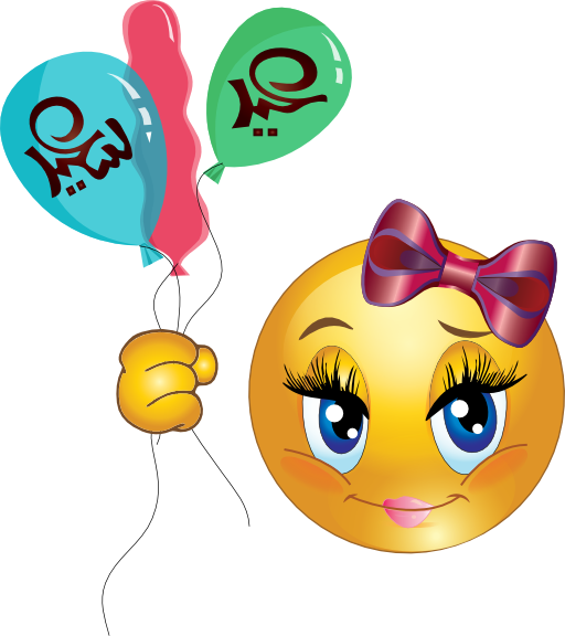 Girl Balloons Feast Smiley Emoticon