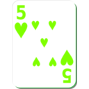 download White Deck 5 Of Hearts clipart image with 90 hue color