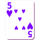 download White Deck 5 Of Hearts clipart image with 270 hue color