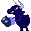 download Fighting Cow clipart image with 225 hue color