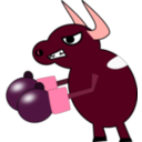 download Fighting Cow clipart image with 315 hue color