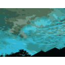 download Sunset Over Houses clipart image with 180 hue color