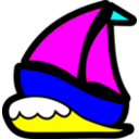 download Sailboat Icon clipart image with 180 hue color