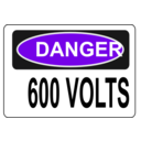 download Danger 600 Volts clipart image with 270 hue color